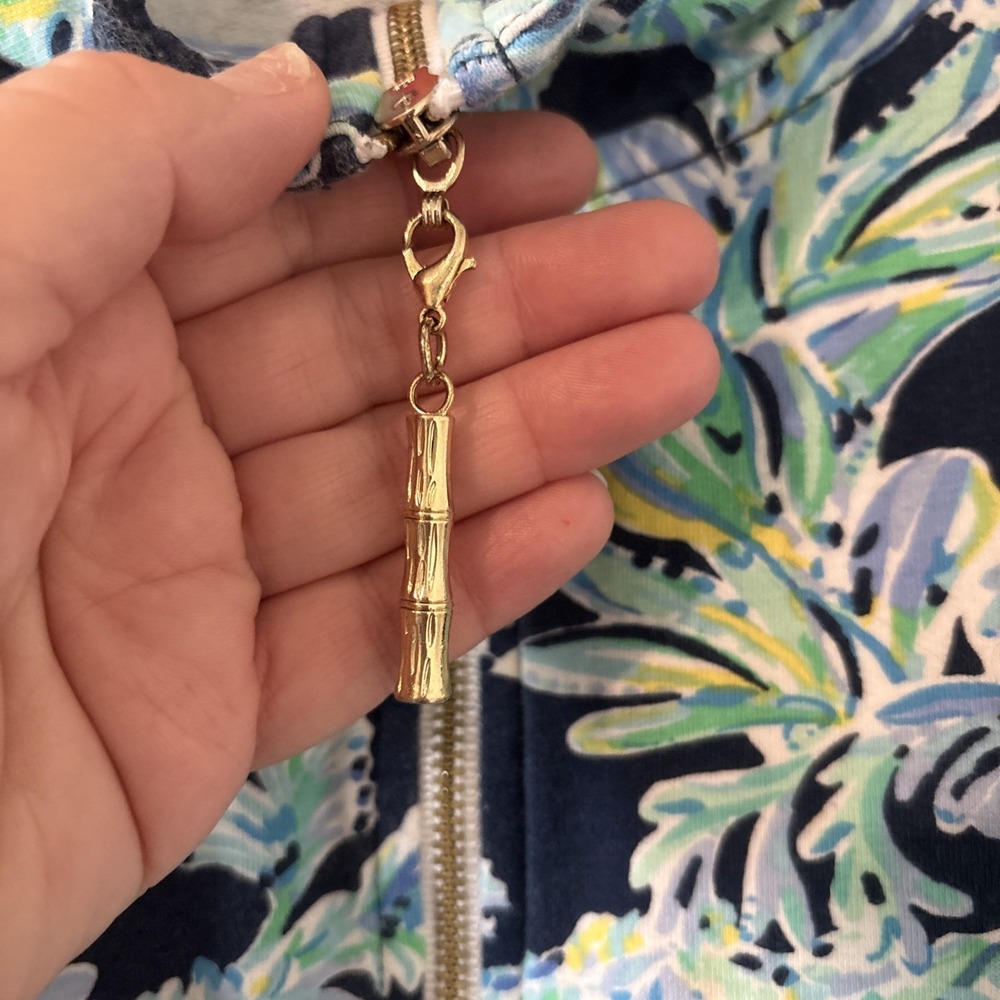 Lilly Pulitzer Betsey Zip Up Scuba Doo High Tide Jacket Blue Size Large Preppy - Picture 3 of 7